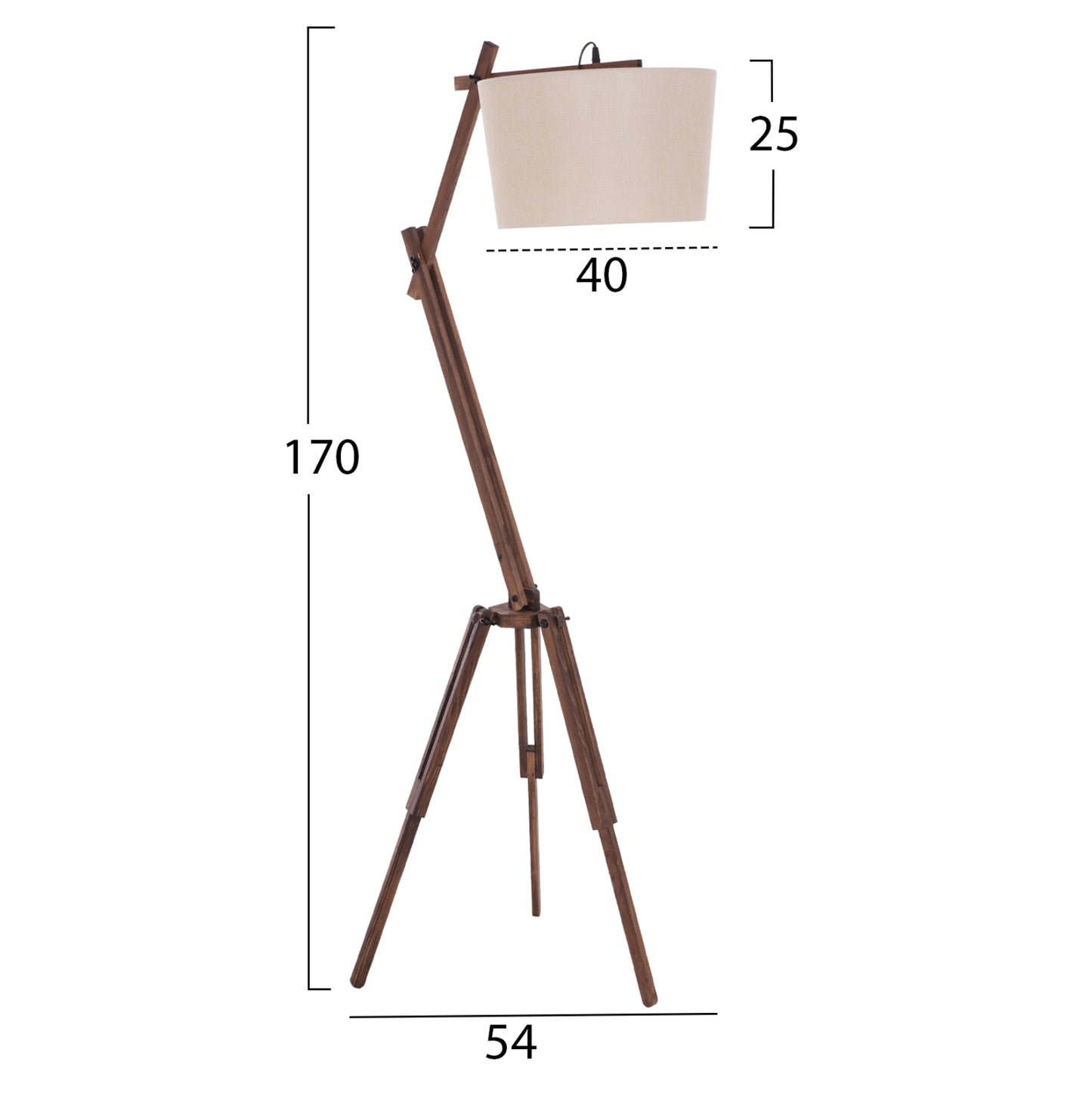 Floor Standing Lamp Crane With Tripod And Arm Beige Cap 54x54x170hcm.hm7694.01