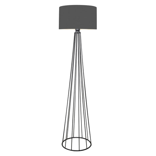 Floor Standing Lamp Hm7581.01 Black Pillar, Dark Grey Cap