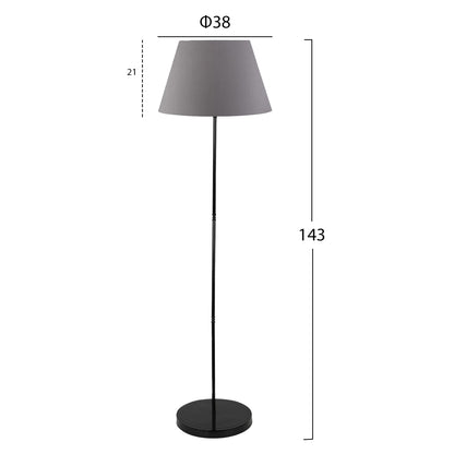 Floor Standing Lamp Hm7610.03 Black Pillar, Grey Cap