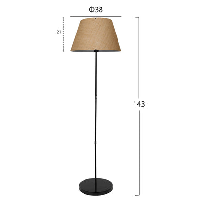 Floor Standing Lamp Hm7610.01 Black Pillar, Sand Colored Cap