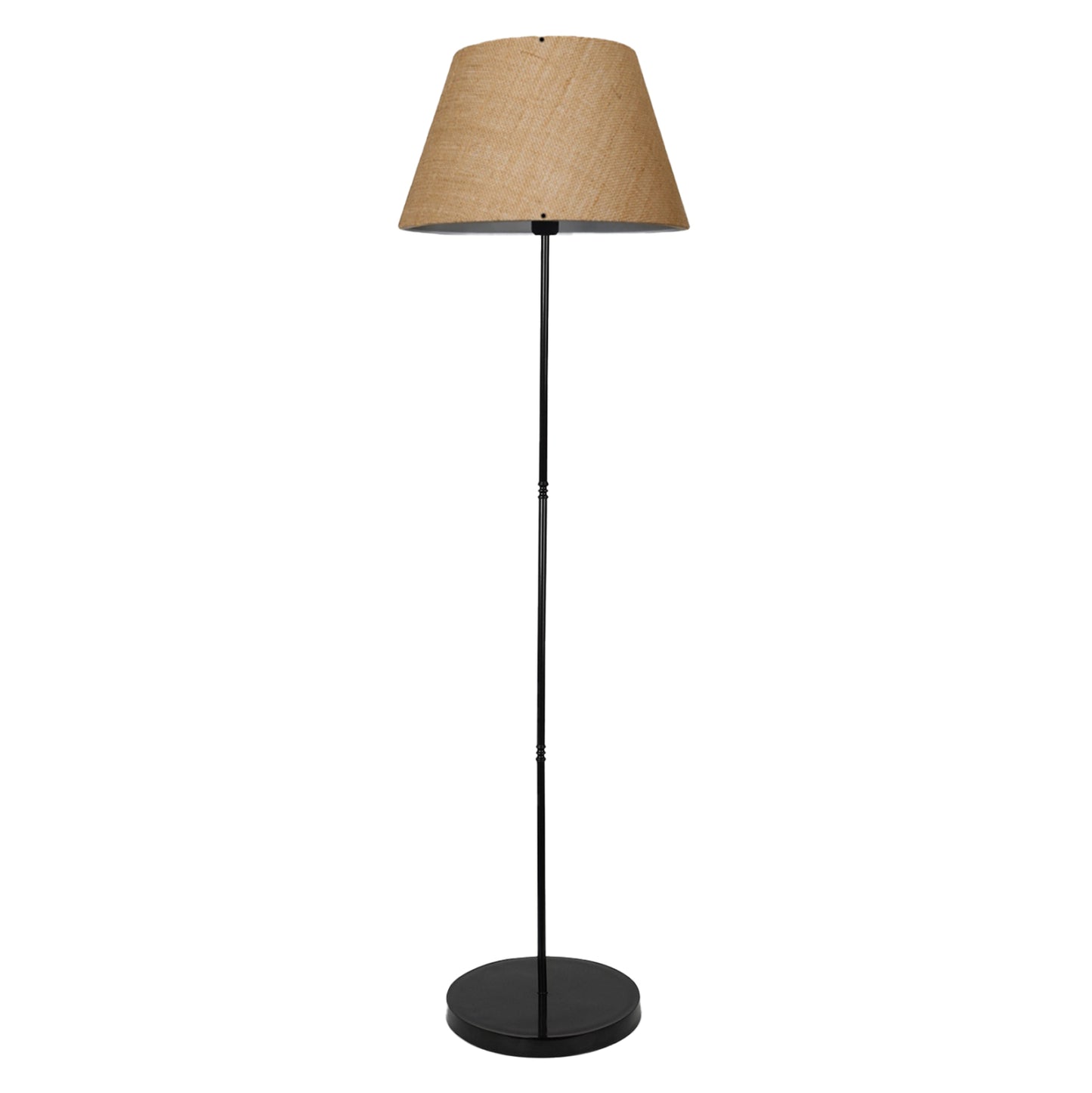 Floor Standing Lamp Hm7610.01 Black Pillar, Sand Colored Cap