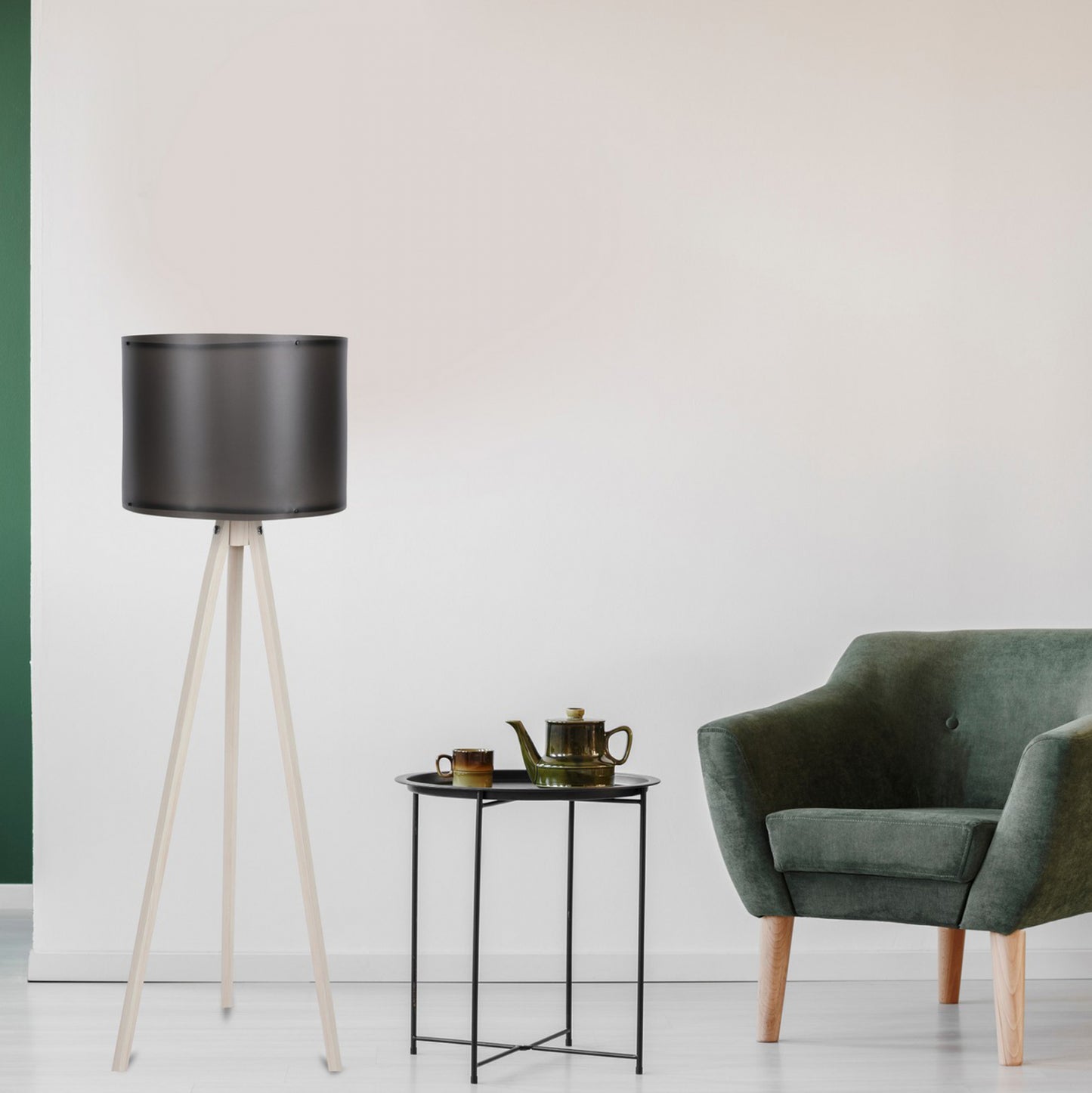 Floor Lamp In Ecru And Black Hm7272.17 Φ38x145cm