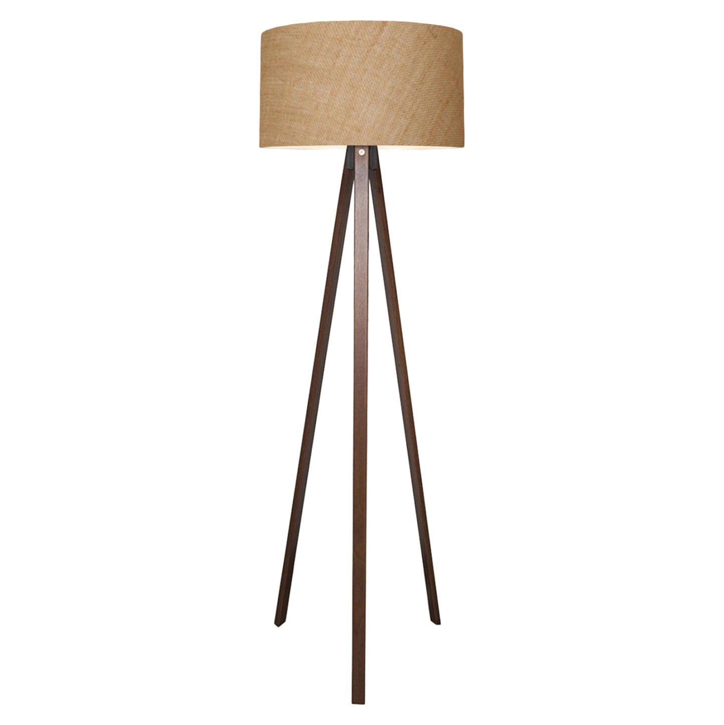 Floor Standing Lamp Hm7578.01 Walnut Color Tripod, Sandy Beige Cap