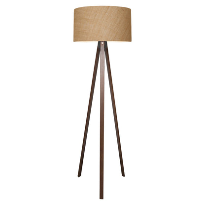 Floor Standing Lamp Hm7578.01 Walnut Color Tripod, Sandy Beige Cap