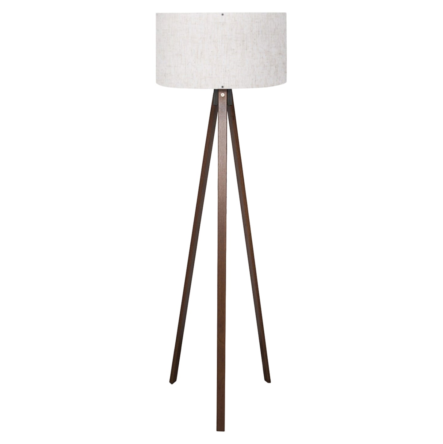 Floor Standing Lamp Hm7578.02 Walnut Color Tripod, Off-white Cap