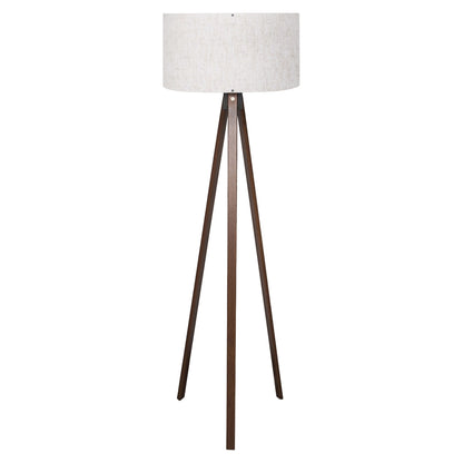 Floor Standing Lamp Hm7578.02 Walnut Color Tripod, Off-white Cap
