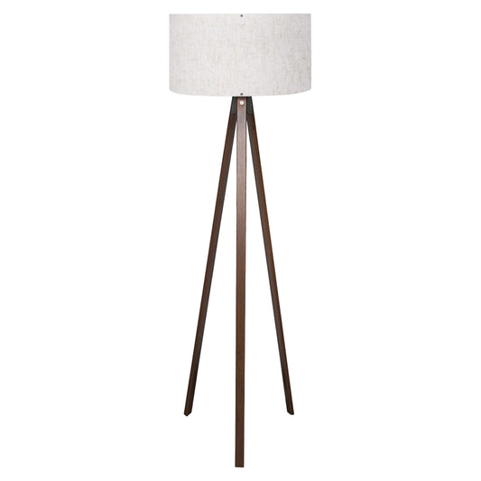 Floor Standing Lamp Hm7578.02 Walnut Color Tripod, Off-white Cap