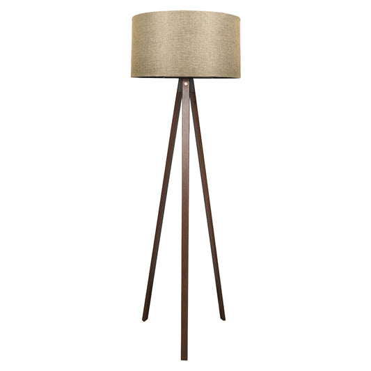 Floor Standing Lamp Hm7578.03 Walnut Color Tripod, Golden-brown Cap