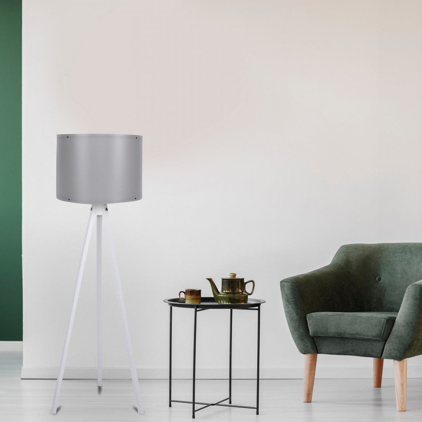 Floor Lamp In White And Grey Hm7272.06 Φ38x145cm.