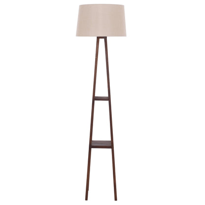 Floor Standing Lamp Wooden Walnut Legs Beige Cap 26x26x156hcm.hm7695.01
