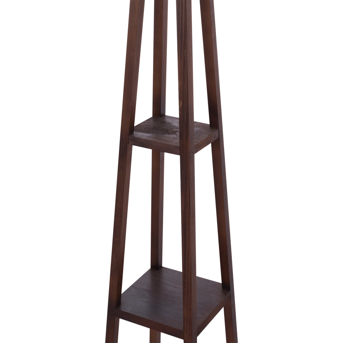 Floor Standing Lamp Wooden Walnut Legs Beige Cap 26x26x156hcm.hm7695.01