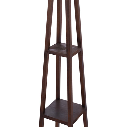 Floor Standing Lamp Wooden Walnut Legs Beige Cap 26x26x156hcm.hm7695.01