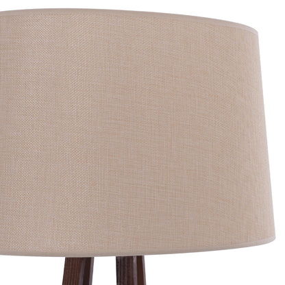 Floor Standing Lamp Wooden Walnut Legs Beige Cap 26x26x156hcm.hm7695.01