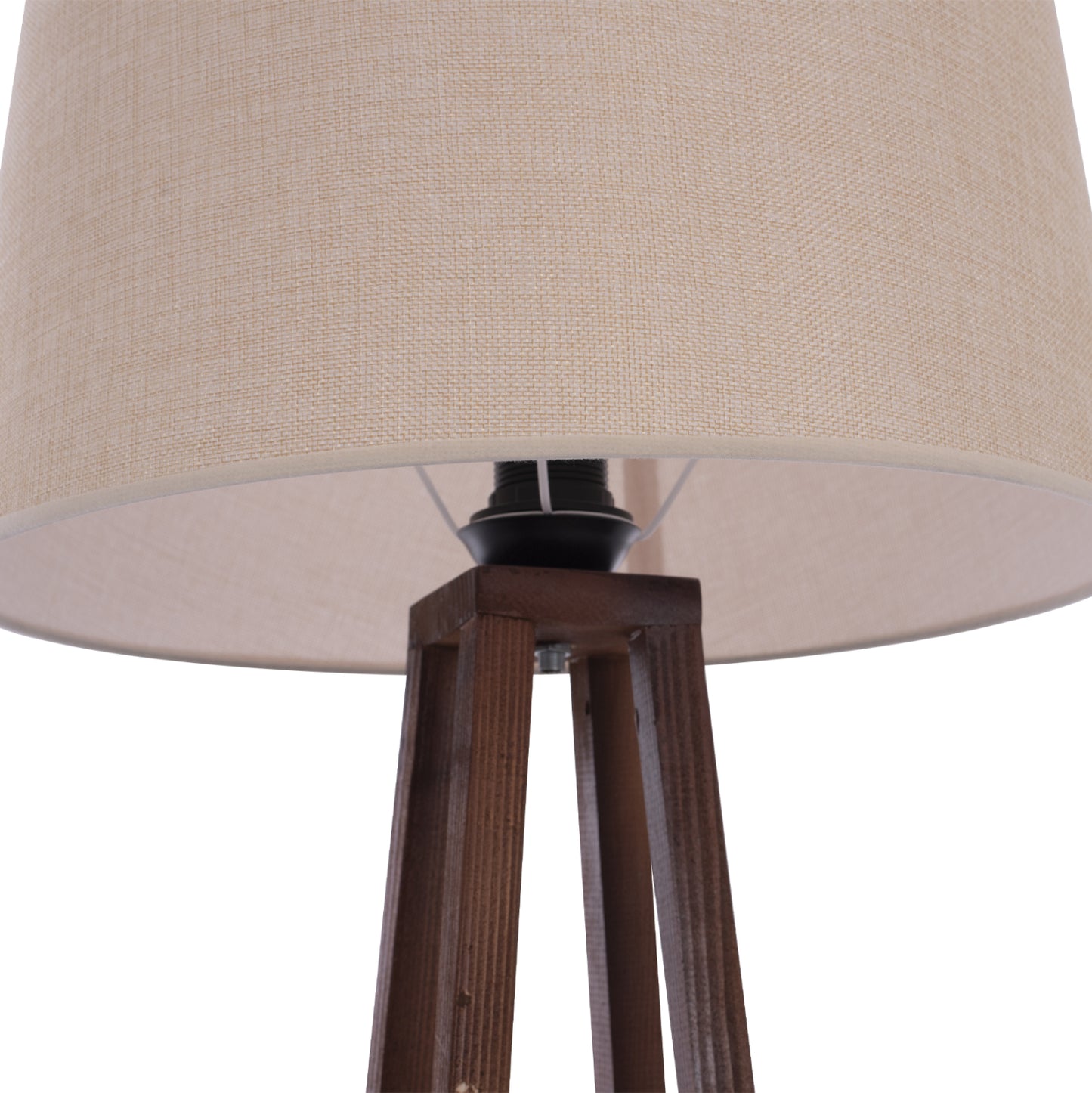 Floor Standing Lamp Wooden Walnut Legs Beige Cap 26x26x156hcm.hm7695.01