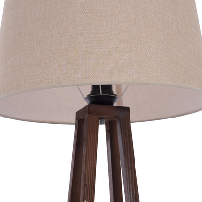 Floor Standing Lamp Wooden Walnut Legs Beige Cap 26x26x156hcm.hm7695.01