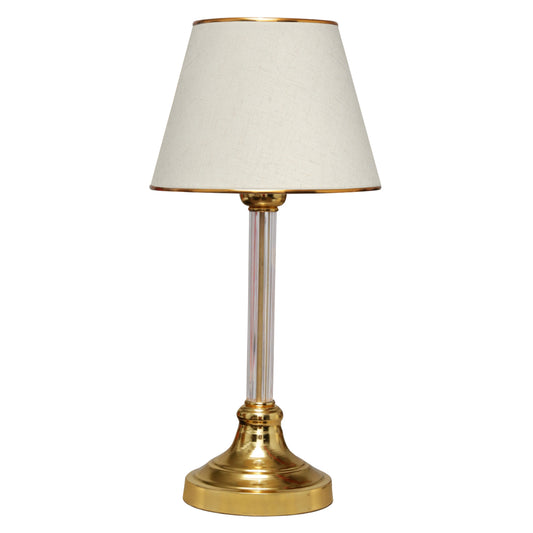 Table Lamp Hm7591.02 Gold Base, Transparent Pillar, Ecru Cap