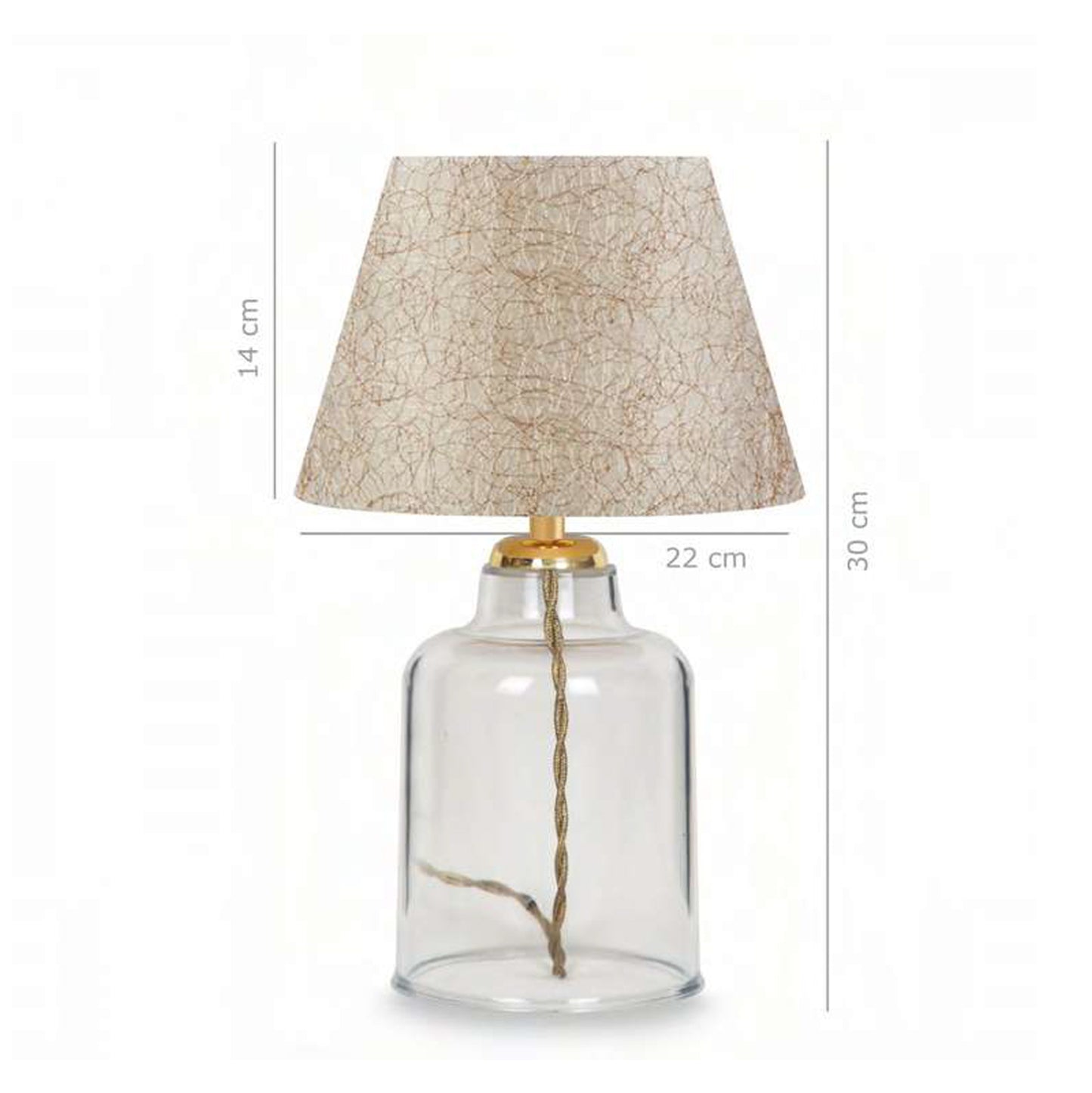 Table Lamp Hm7583.03 Golden Cap, Transparent Base, Golden Pillar