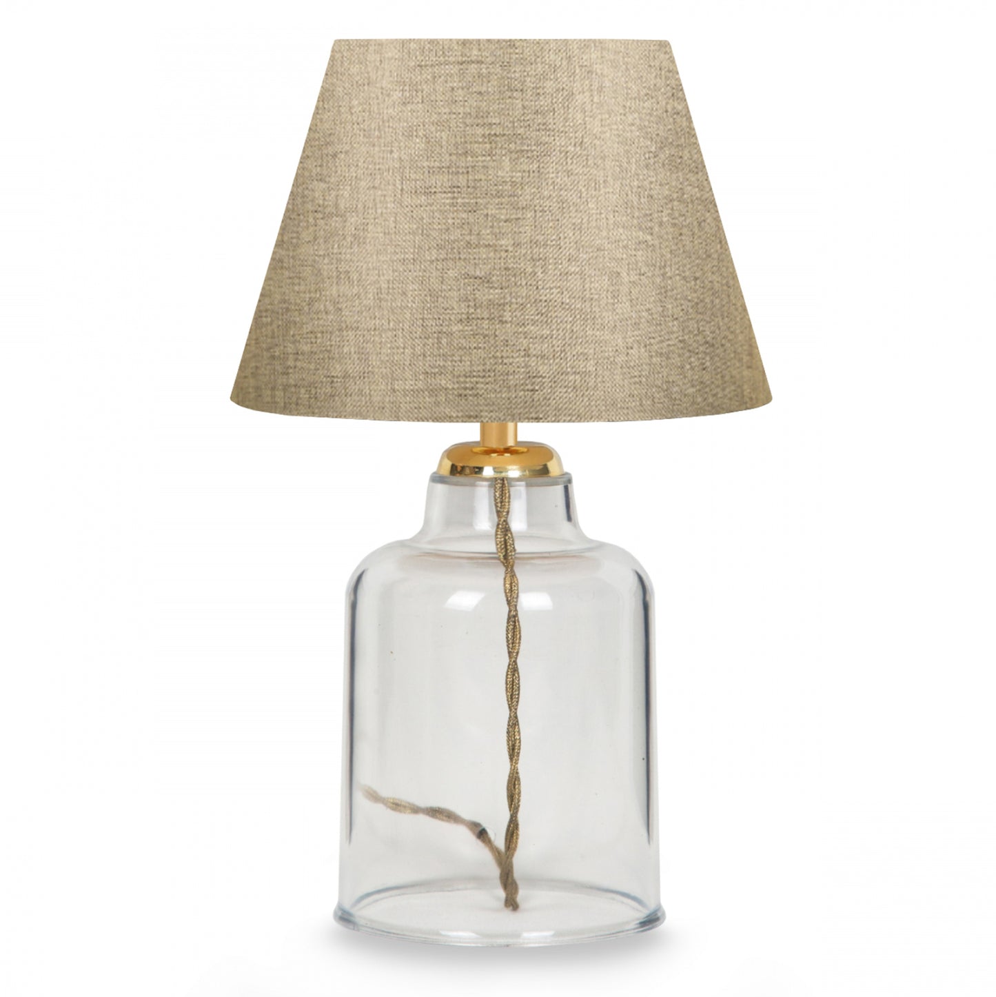 Table Lamp Hm7583.03 Golden Cap, Transparent Base, Golden Pillar