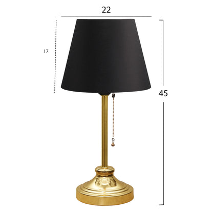 Table Lamp Hm7592.03 Gold Base, Gold Pillar, Black Cap