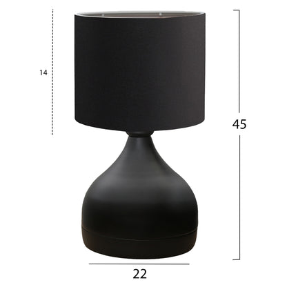 Table Lamp Hm7593.01 Black Metal Body Black Shade Fabric D18.5x45Η Cm. Cm.
