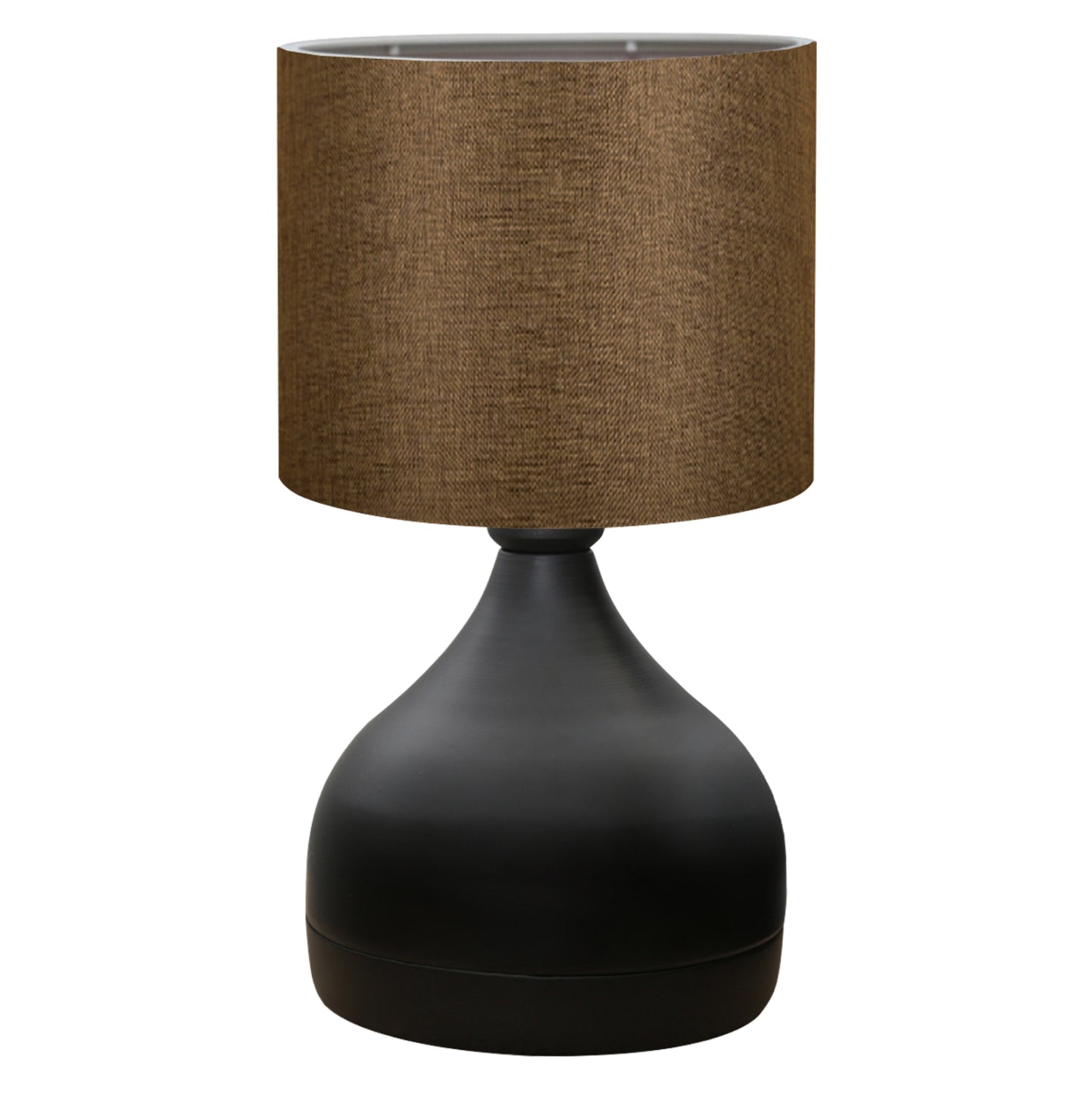 Table Lamp Hm7593.02 Black Metal Body, Brown Drum Shade Fabric Φ18,5x45Ηcm.