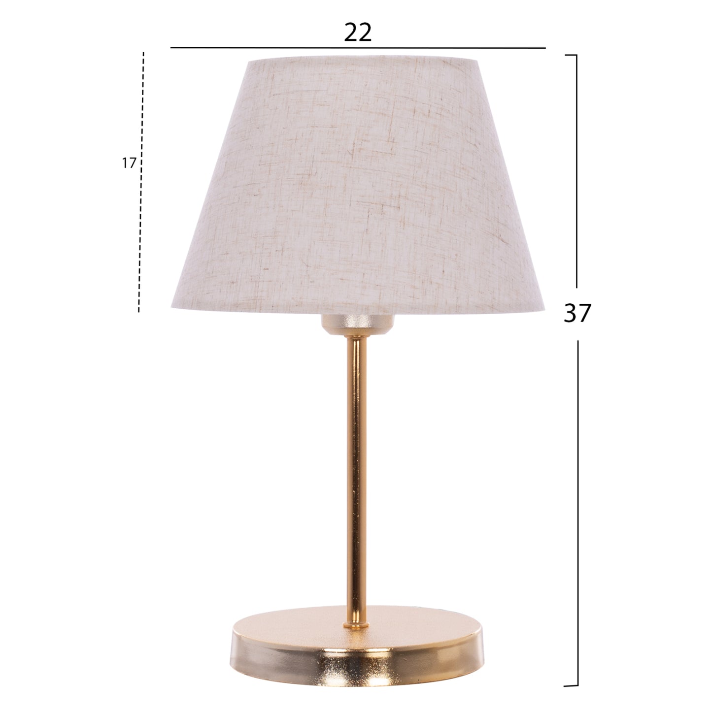 Table Lamp Hm7600.02 Gold Base And Column, Black Cap