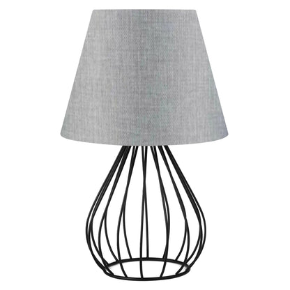 Table Lamp Hm7604.02 Black Metal Body, Light-grey Cap Fabric