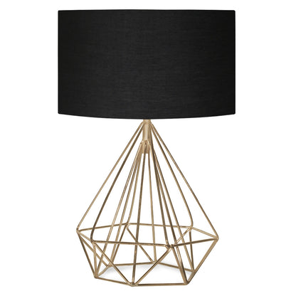 Table Lamp Hm7606.02 Gold Metal Body, Black Drum Shade Fabric