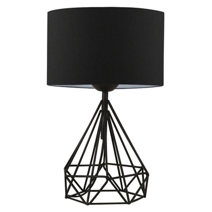 Table Lamp Hm7605.01 Black Metal Body, Black Drum Shade Fabric