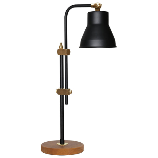 Table Lamp Hm7587.01 Brown Base, Black Cap, Black Pillar