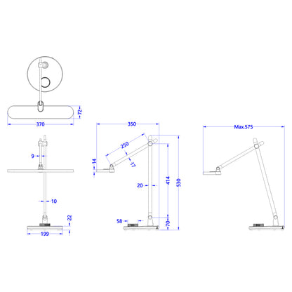 Desk Lamp Led Blain Pro Hm4446.08 Abs Base And Aluminum Arms In Silver 57,5x53hcm.