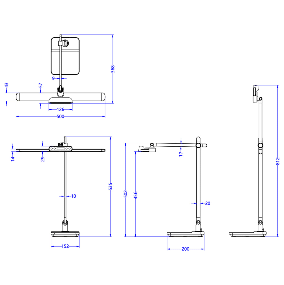 Desk Lamp Led Blain Pro Hm4447.07 Abs Base And Aluminum Arms In Grey 36,8x81hcm.