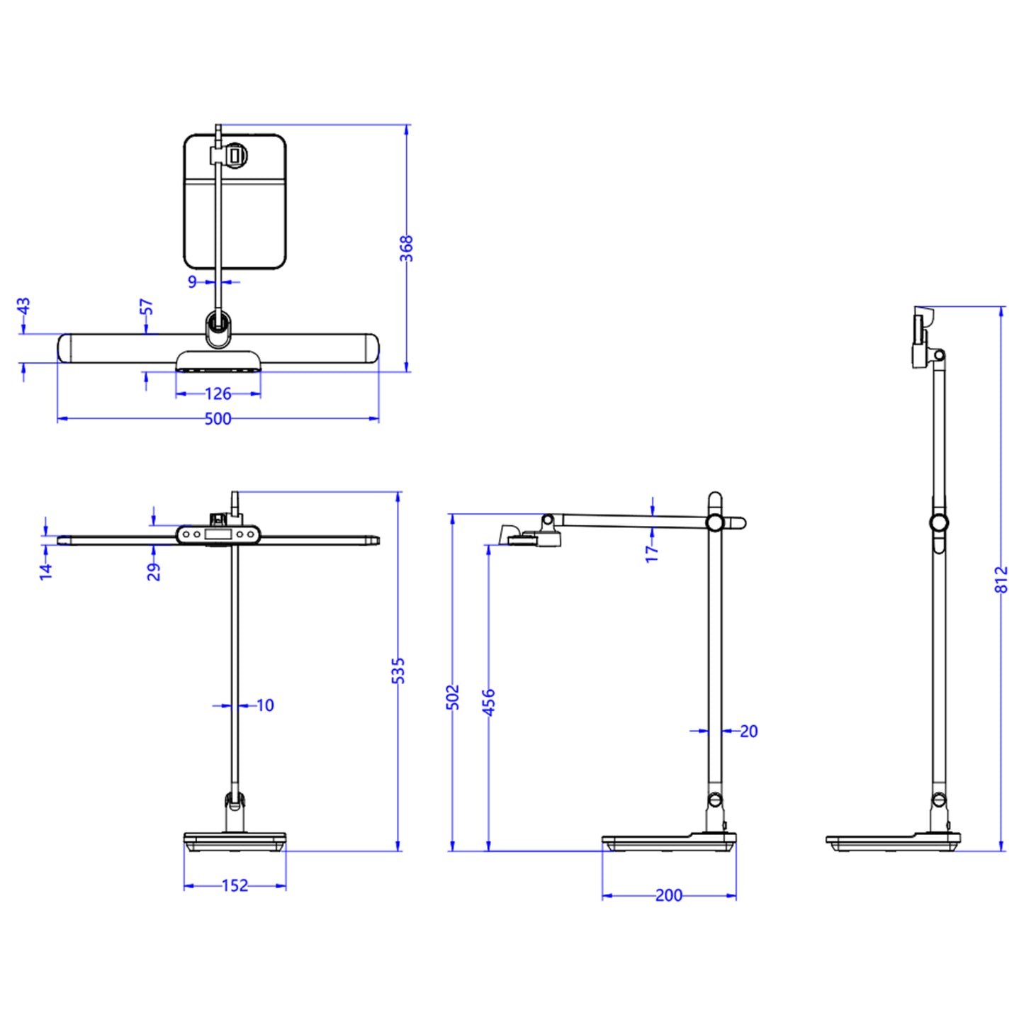 Desk Lamp Led Blain Pro Hm4447.08 Abs Base And Aluminum Arms In Silver 36,8x81hcm.
