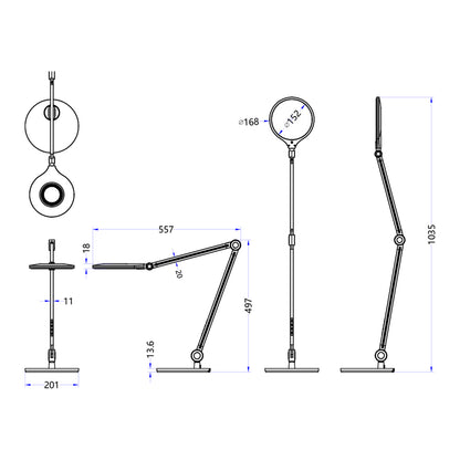 Desk Lamp Led Blain Pro Hm4452.08 Grey-silver Color Abs 55,7x49,7hcm.