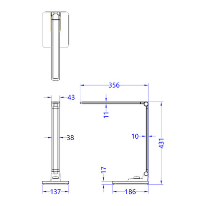 Desk Lamp Led Blain Pro Hm4458.08 Abs Base And Aluminum Arms In Silver Color 35,6x43,1hcm.