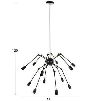 Ceiling Pendant 12-light Hm4167 Black Metal Articulated Arms Φ92x120hcm.