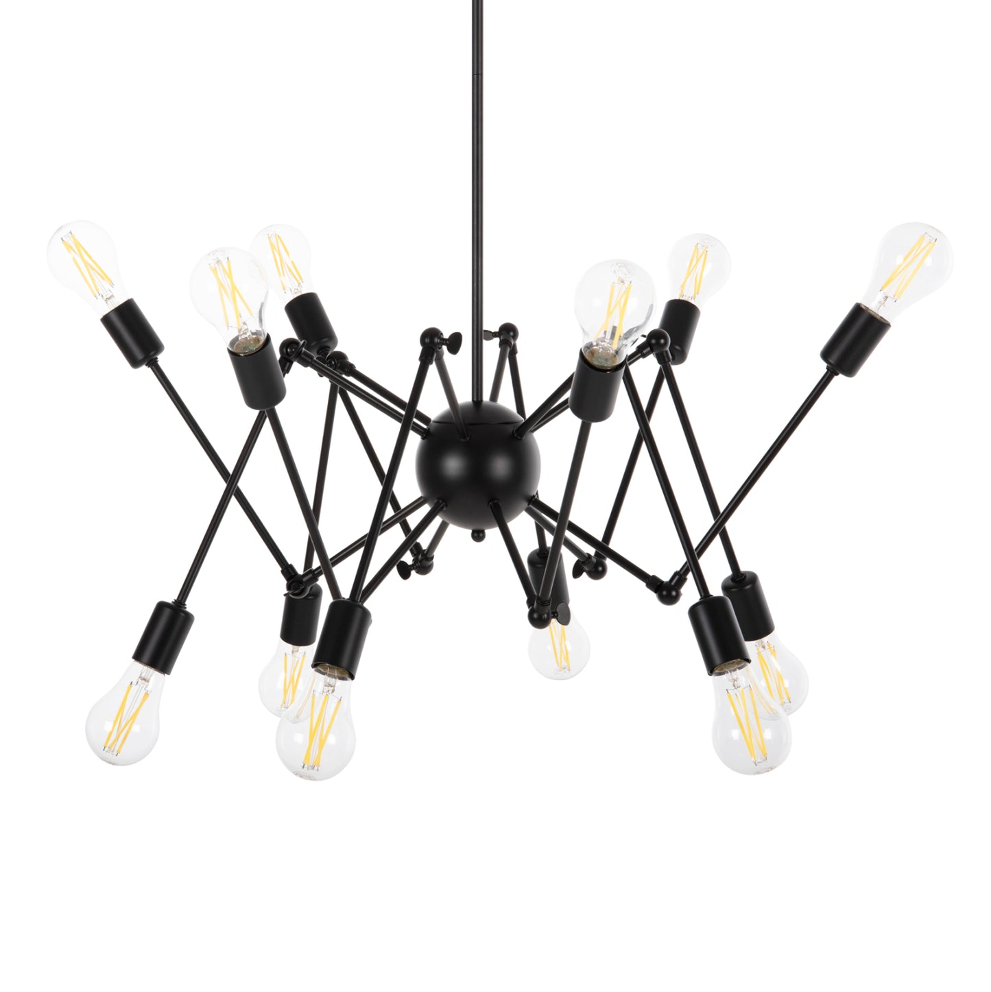 Ceiling Pendant 12-light Hm4167 Black Metal Articulated Arms Φ92x120hcm.