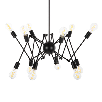 Ceiling Pendant 12-light Hm4167 Black Metal Articulated Arms Φ92x120hcm.