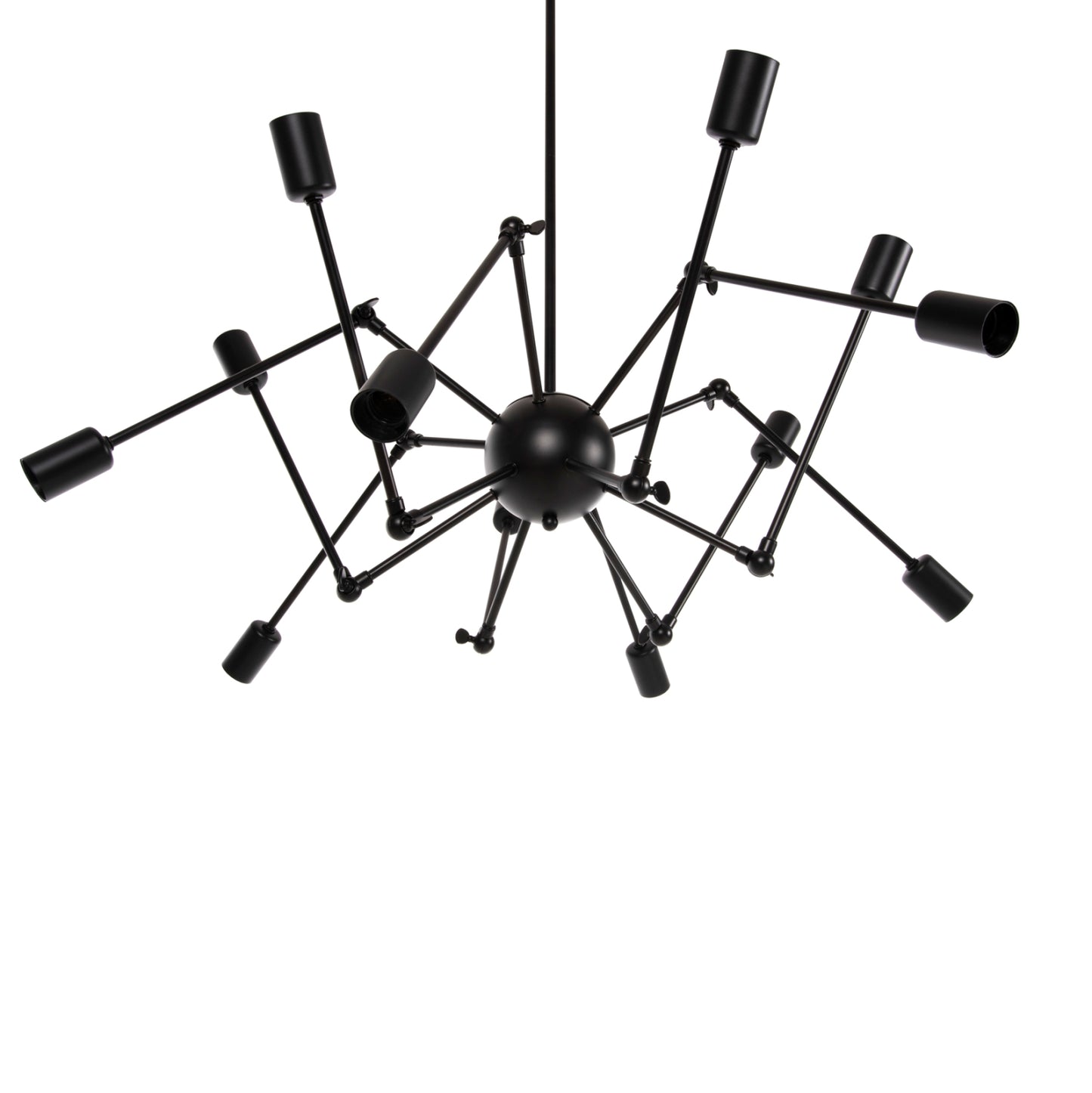 Ceiling Pendant 12-light Hm4167 Black Metal Articulated Arms Φ92x120hcm.
