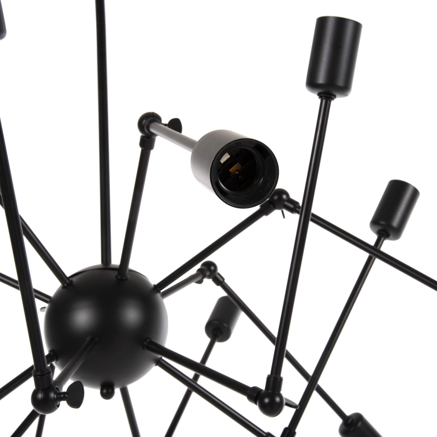 Ceiling Pendant 12-light Hm4167 Black Metal Articulated Arms Φ92x120hcm.