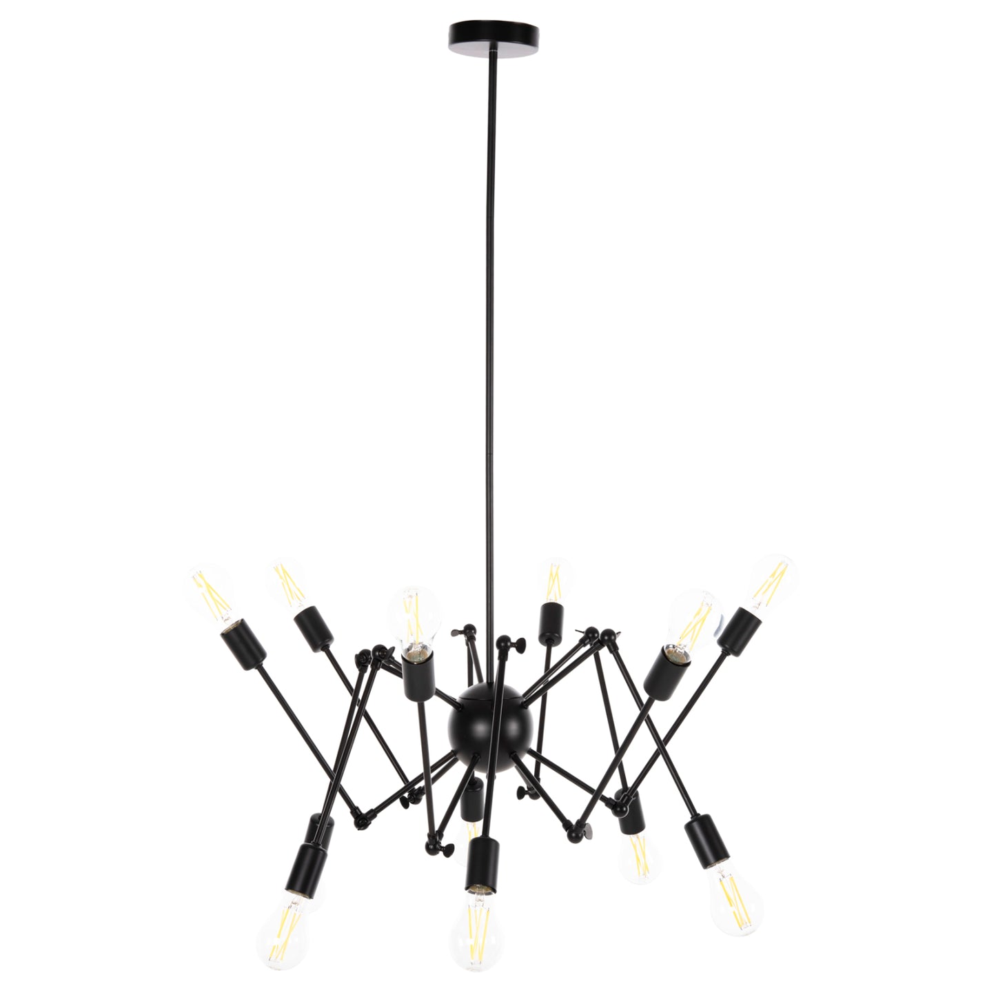 Ceiling Pendant 12-light Hm4167 Black Metal Articulated Arms Φ92x120hcm.