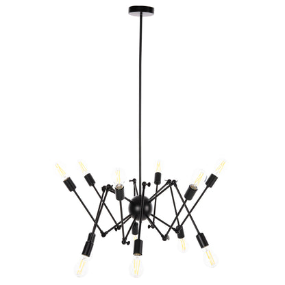 Ceiling Pendant 12-light Hm4167 Black Metal Articulated Arms Φ92x120hcm.