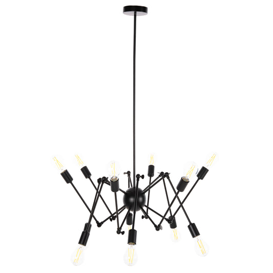 Ceiling Pendant 12-light Hm4167 Black Metal Articulated Arms Φ92x120hcm.