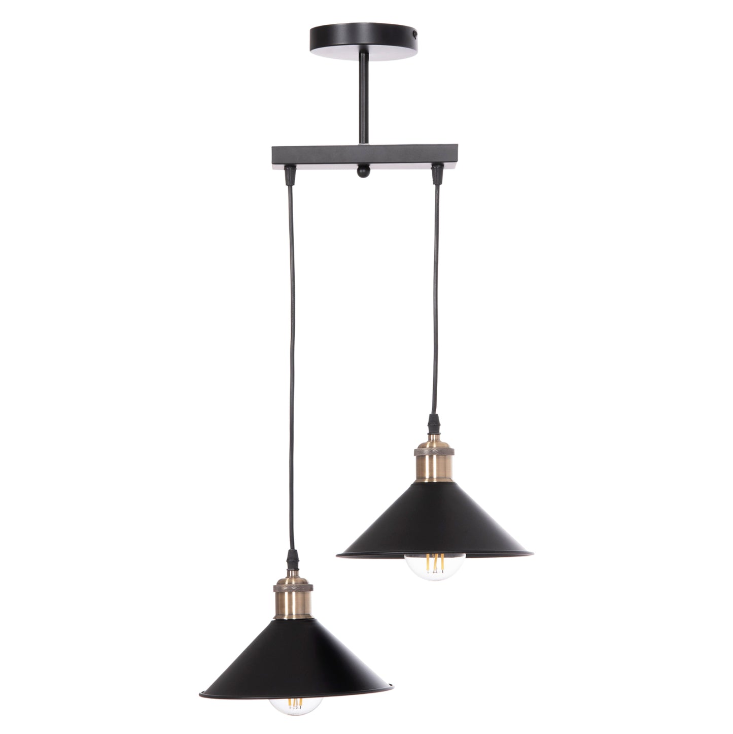 Ceiling Pendant 2-light Bell Hm7531.11 Black Metal-bronze Socket Φ21,5x135hcm.