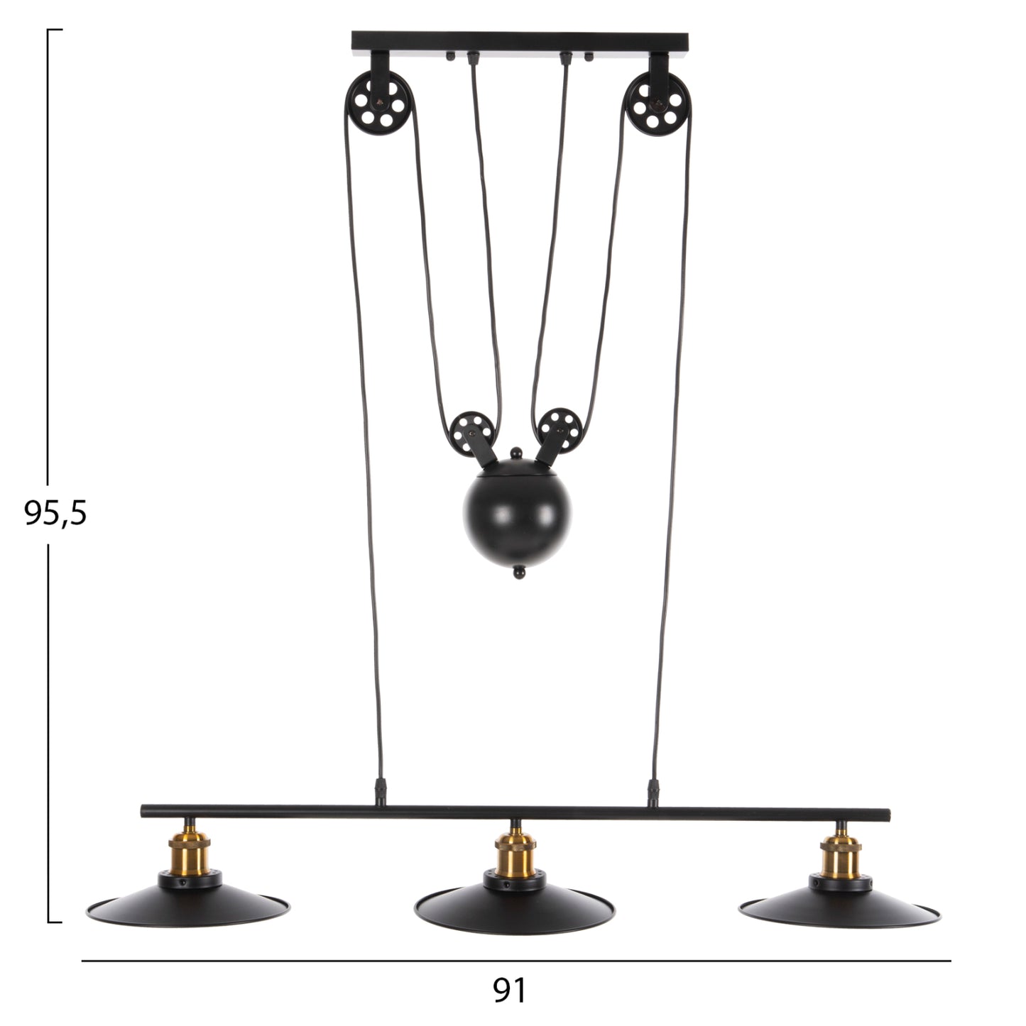 Ceiling Pendant 3-light Hm4120 Metal In Black 91x91x95,5hcm.