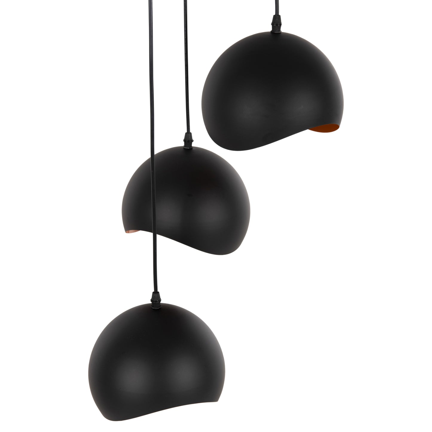 Ceiling Pendant 3-lighter Hm4166.01 Metal Spheres In Black-orange Φ20x112hcm.