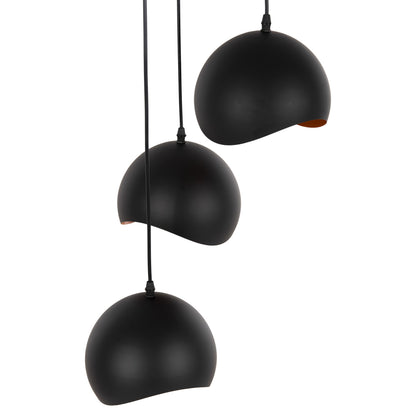 Ceiling Pendant 3-lighter Hm4166.01 Metal Spheres In Black-orange Φ20x112hcm.