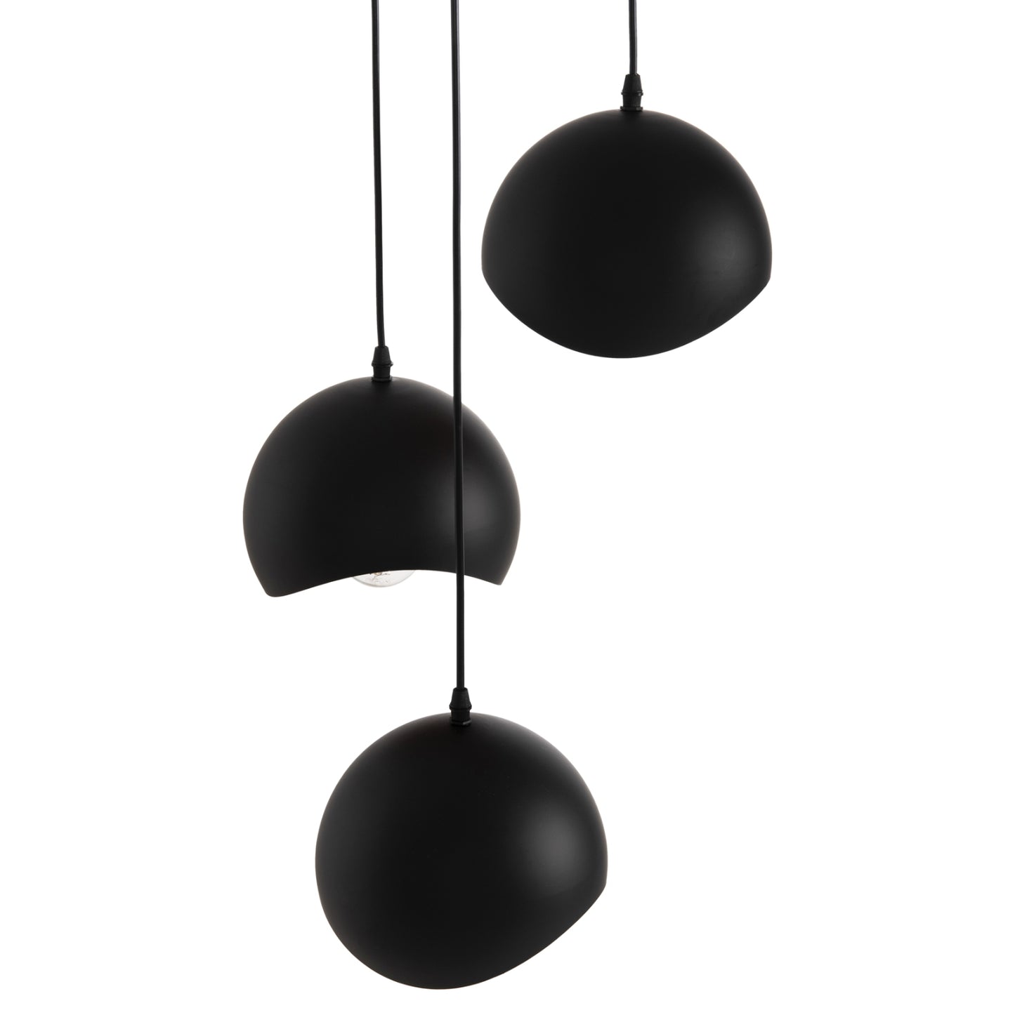 Ceiling Pendant 3-lighter Hm4166.01 Metal Spheres In Black-orange Φ20x112hcm.