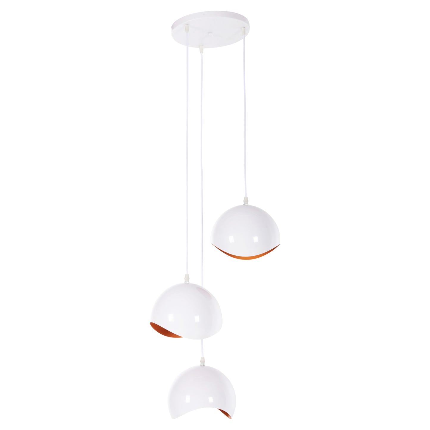 Ceiling Pendant 3-lighter Hm4166.02 Metal Spheres In White-orange Φ20x112hcm.