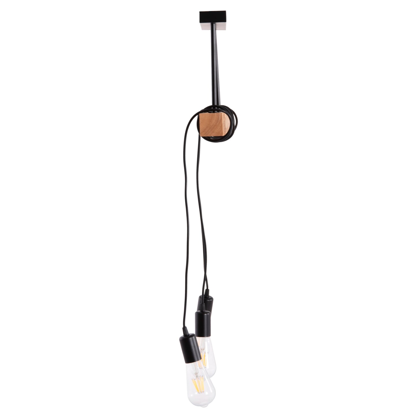 Ceiling Pendant 3-light Fixture Volks Hm4658 Metal-wood 49.5x5x134.5hcm.